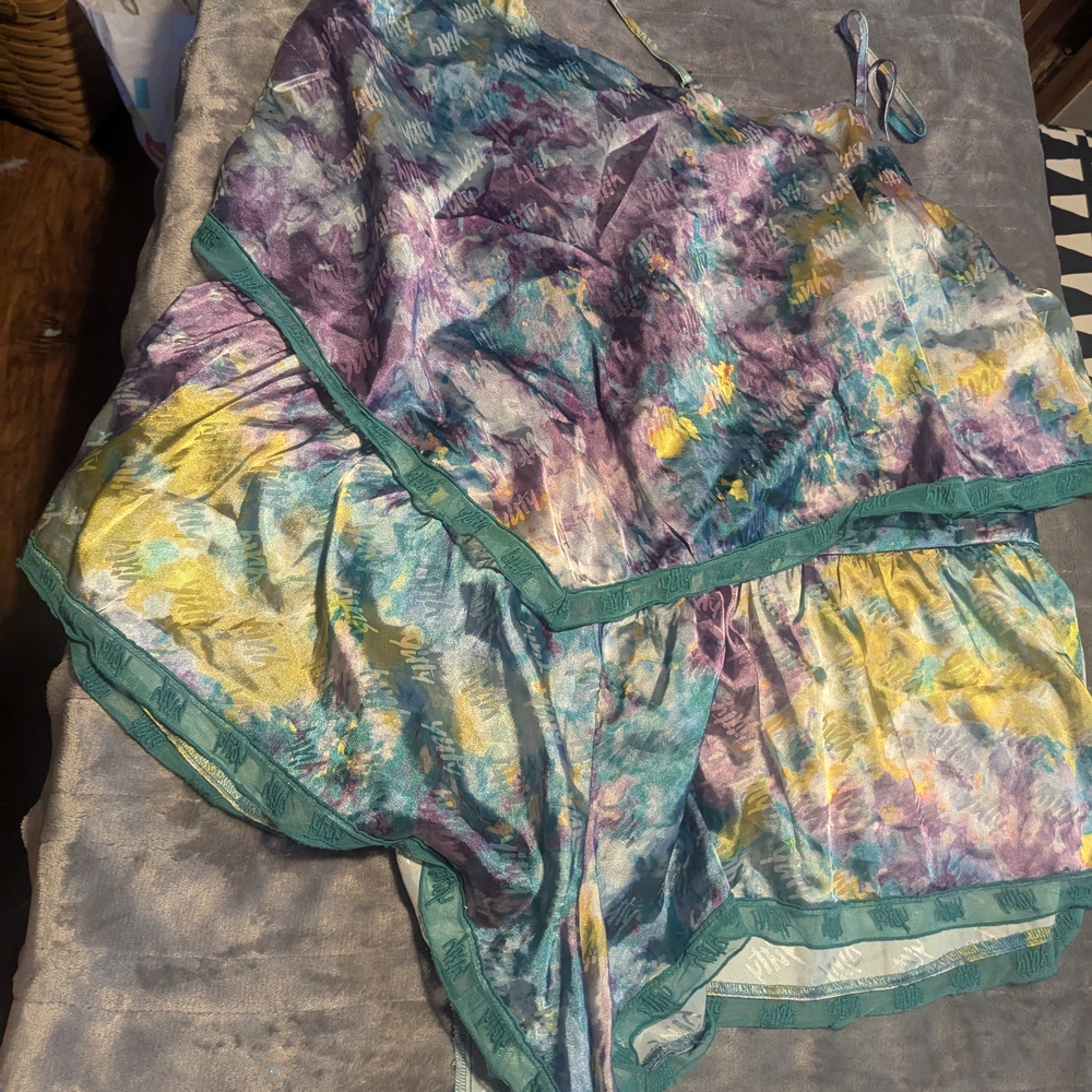 YITTY Multicolor Pajama Set with Green Trim